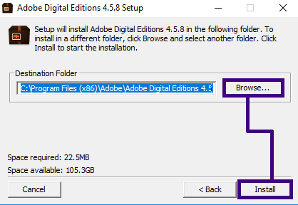 You can choose an alternate location if you want by clicking Browse... or you can leave the default location and click Install to continue.