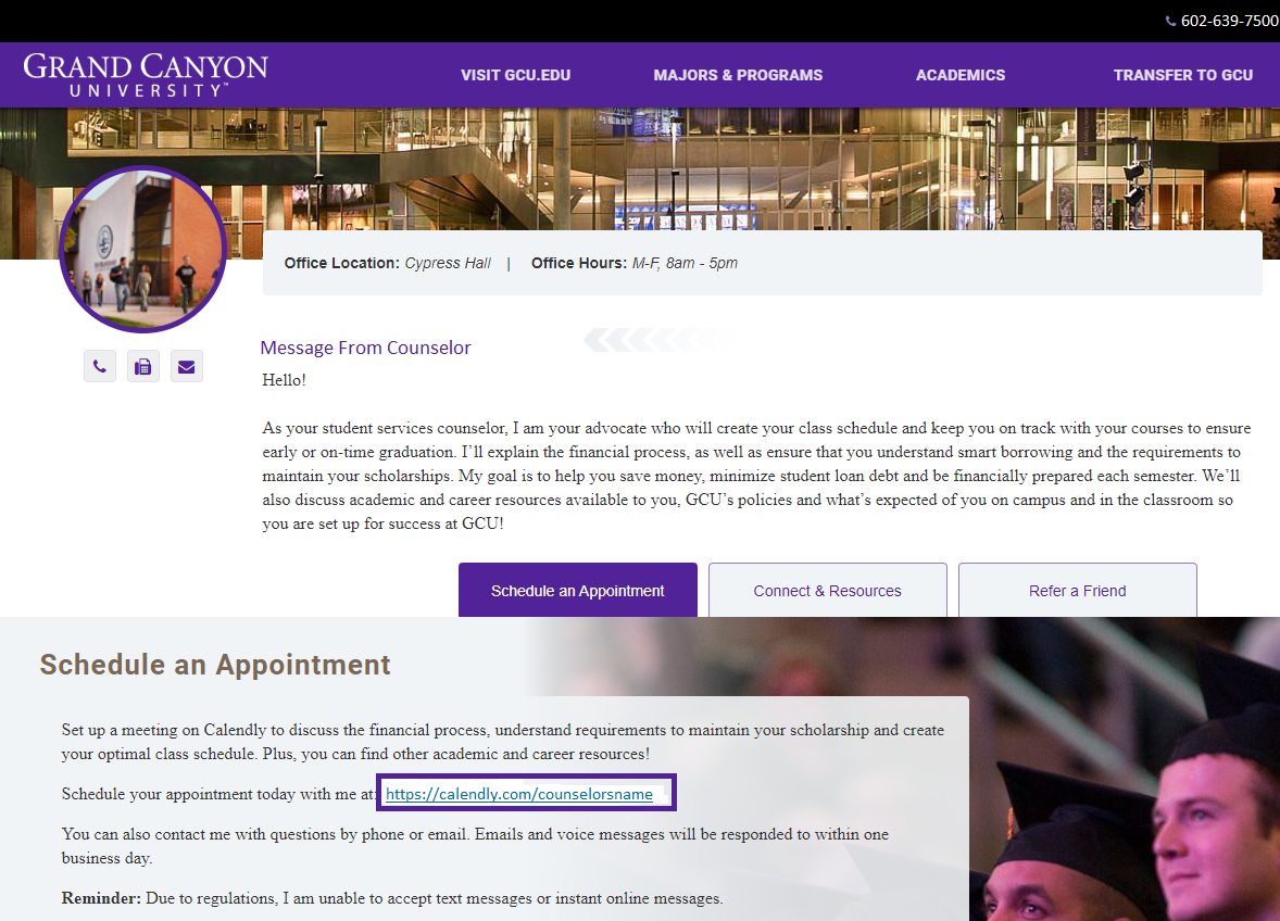 Select the provided Calendly link next to Schedule your appointment today with me at.