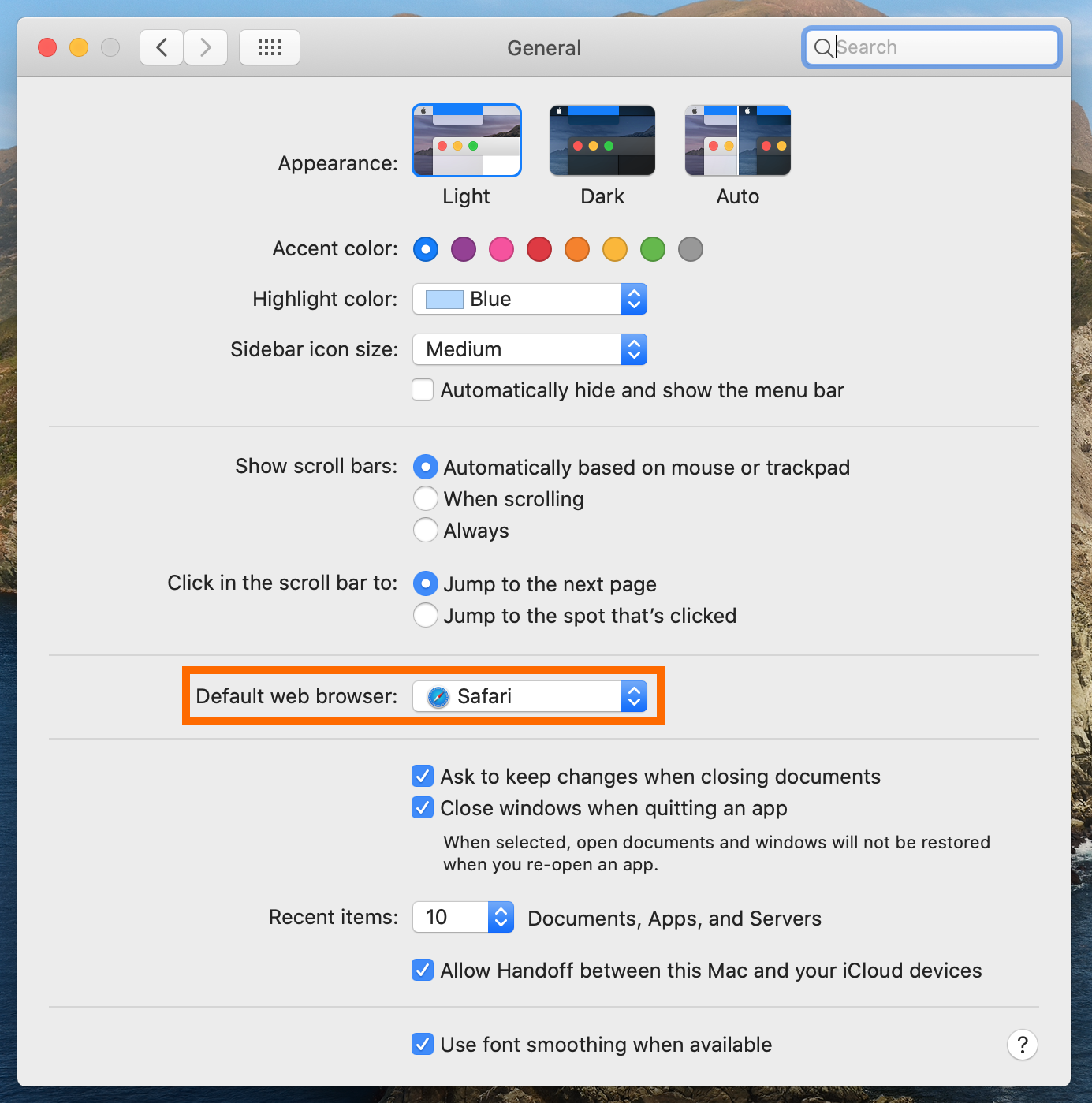 Default web browser