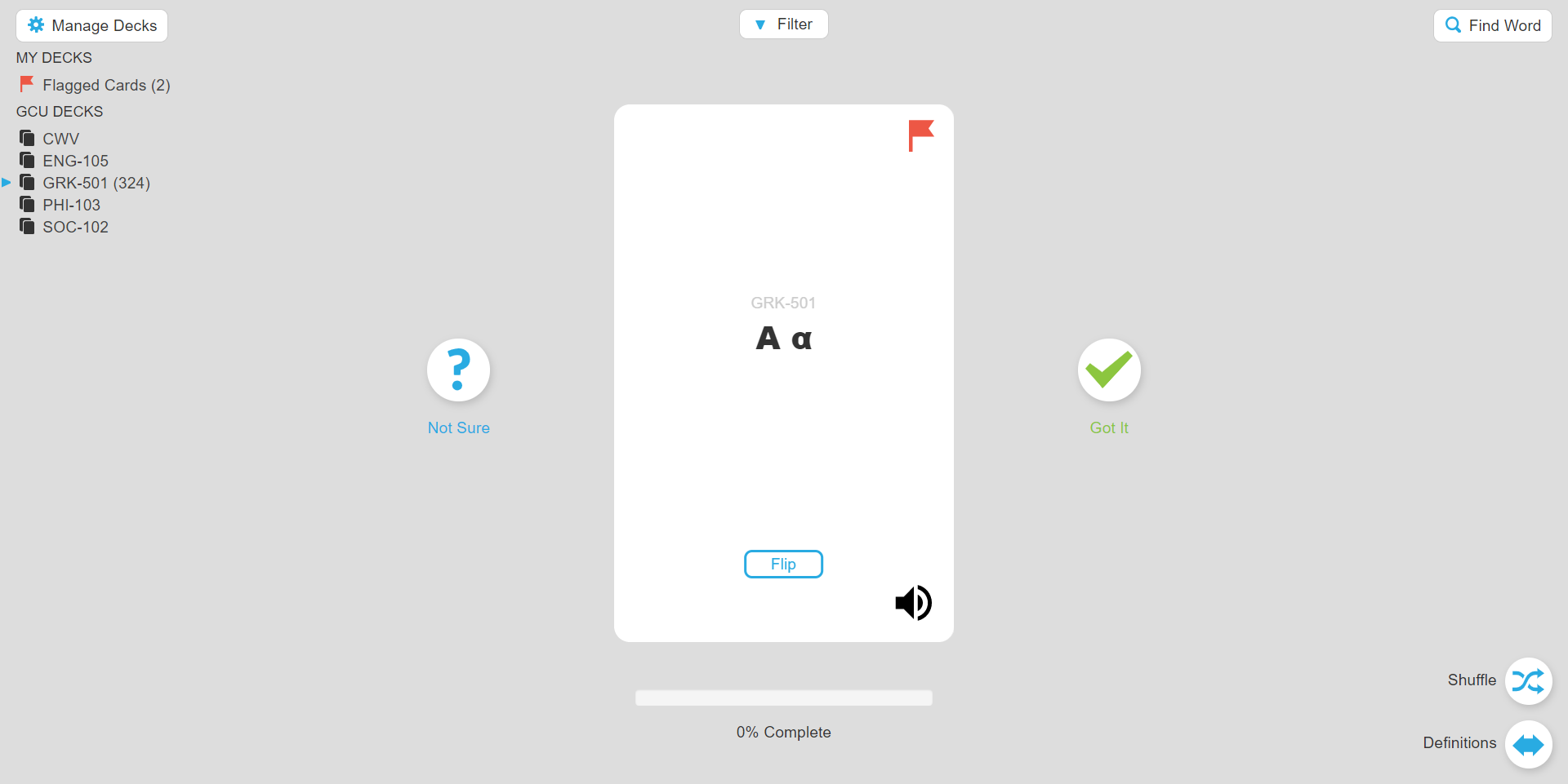 Flashcards Dashboard