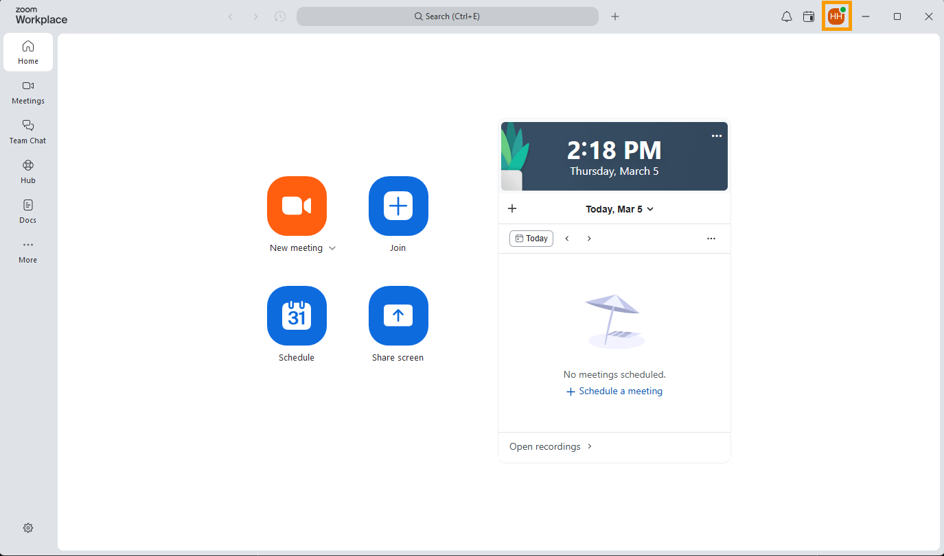 Click on your profile in the upper-right corner.