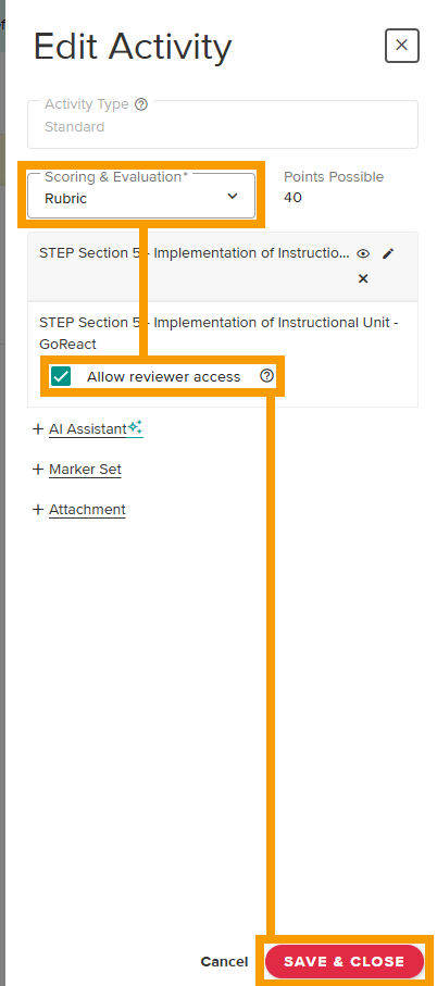 enable “Allow reviewer access” and then select Save & Close to save your changes.