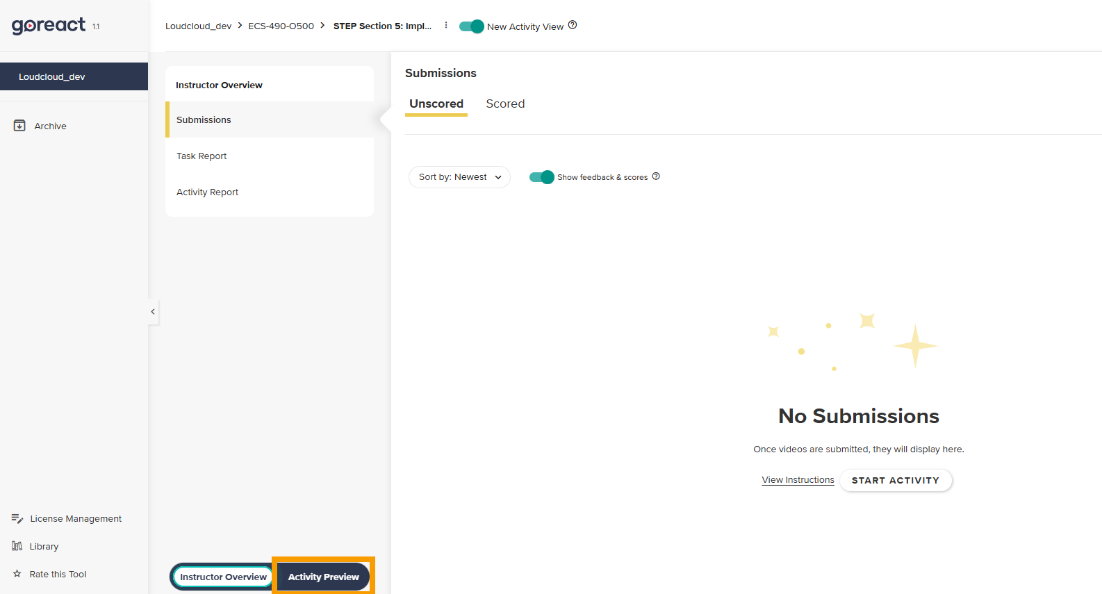 navigate to the Activity Preview tab at the bottom.