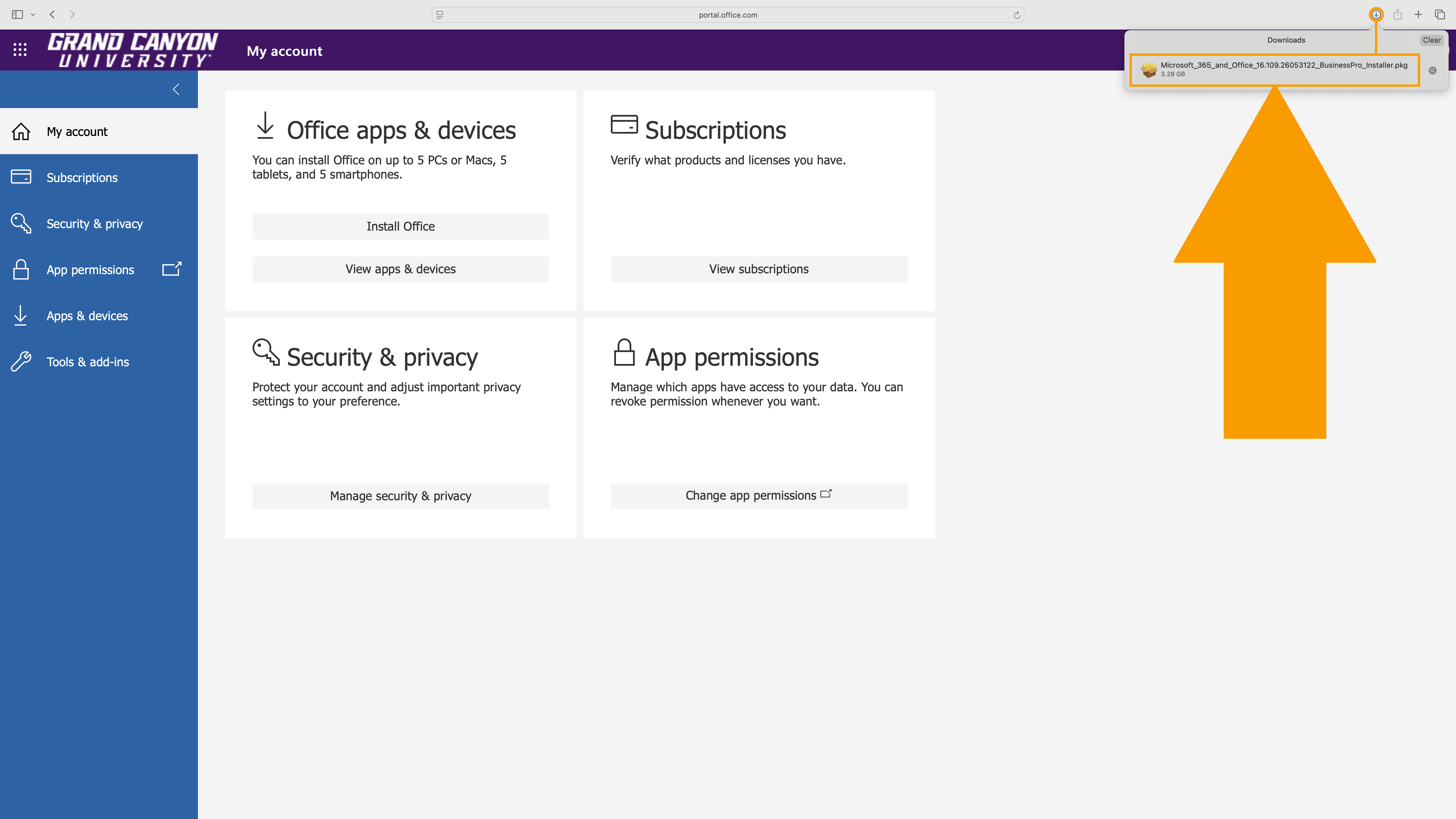 Once the download is complete, click the .pkg installer file.