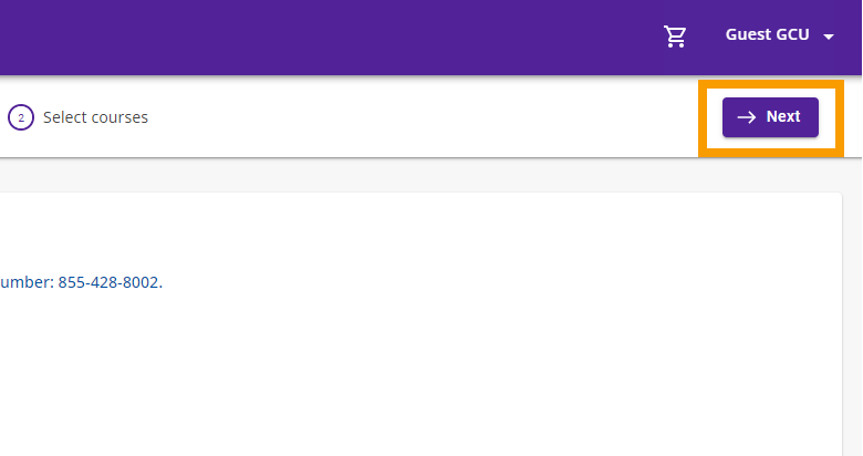 Once you selected your preferred modality, click on the Next button to select the course.