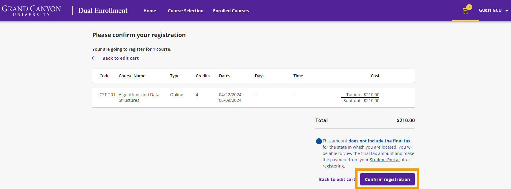On the page that follows, click the Confirm registration button.