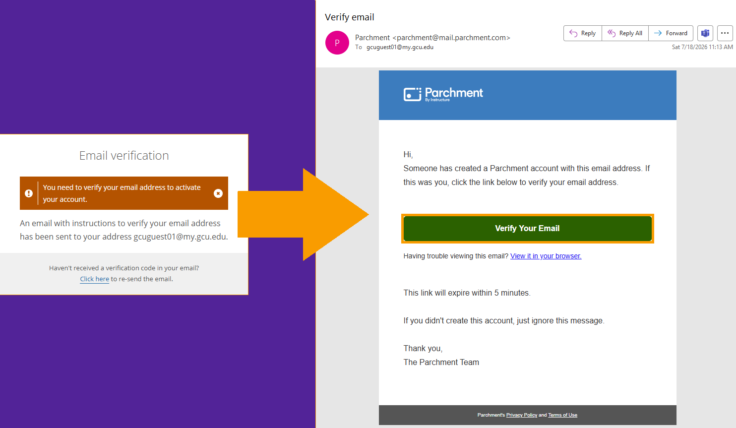 Once you access the email, click the Verify Your Email button.