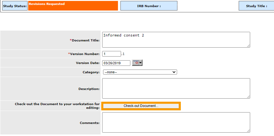 To update the document, you will need to select Check-Out Document.